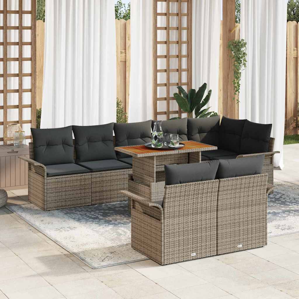 Gartensofa-set 9 stk. Grau Poly-Rattan
