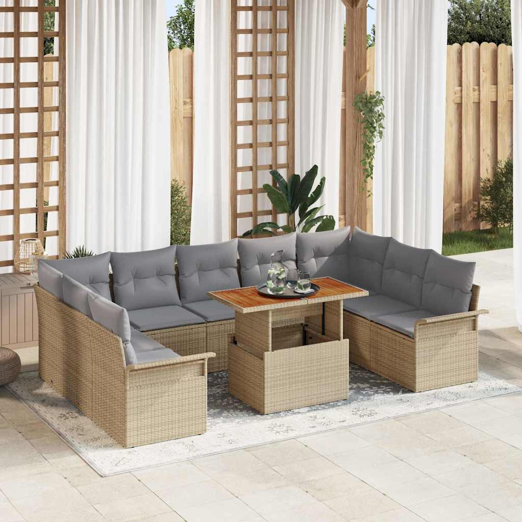 Garten-Sofa-Set 10 stk. Beige und Hellgrau