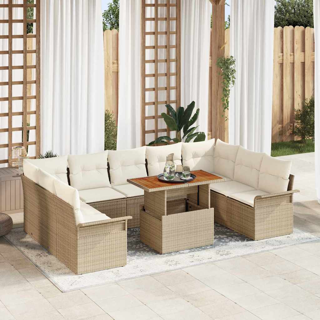 Garten-Sofa-Set 10 stk. Beige und Creme
