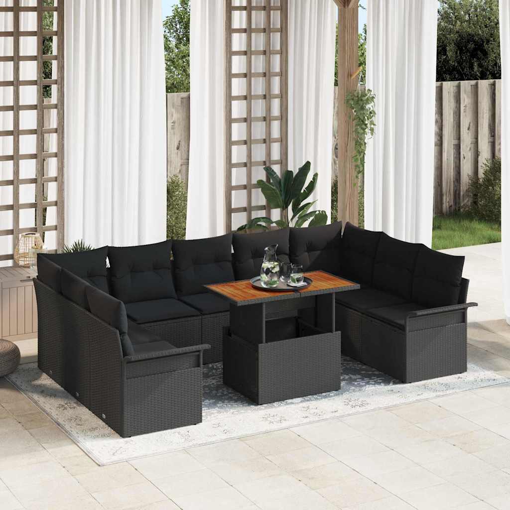 Garten-Sofa-Set 10 stk. Schwarz