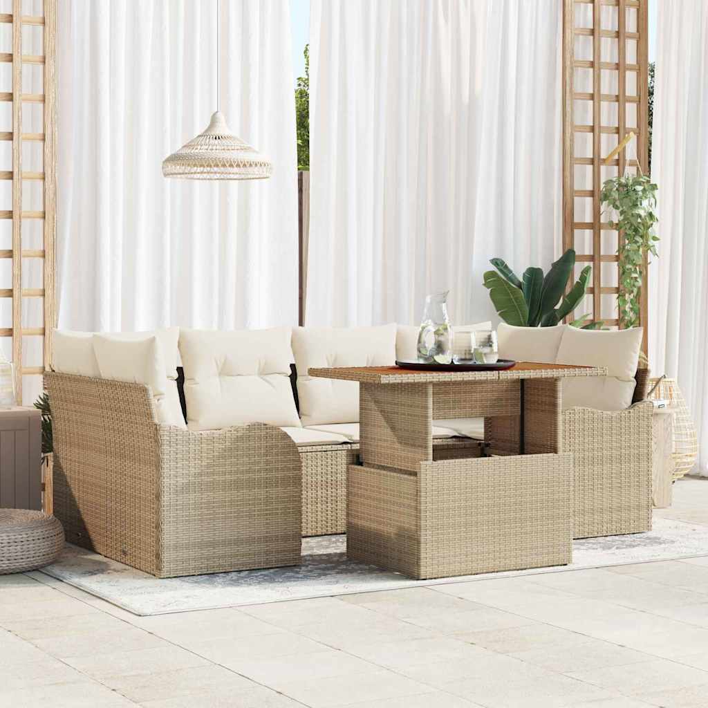 Garten-Sofa-Set 7 stk. Beige und Creme