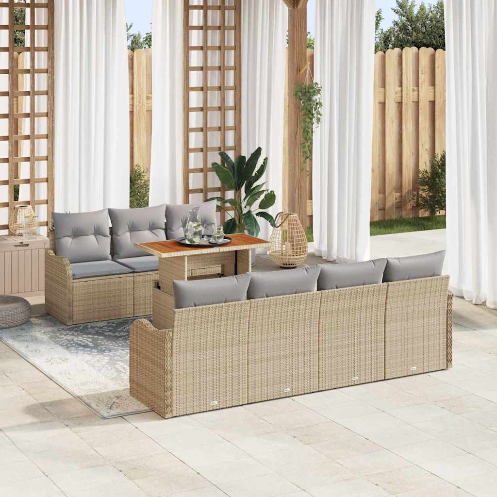 Garten-Sofa-Set 8 stk. Beige und Hellgrau