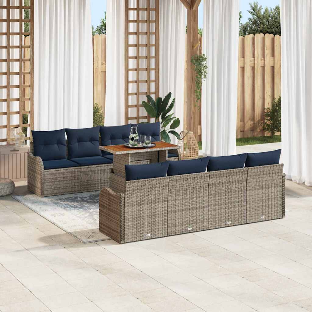 Garten-Sofa-Set 7 stk. Grau und Marineblau