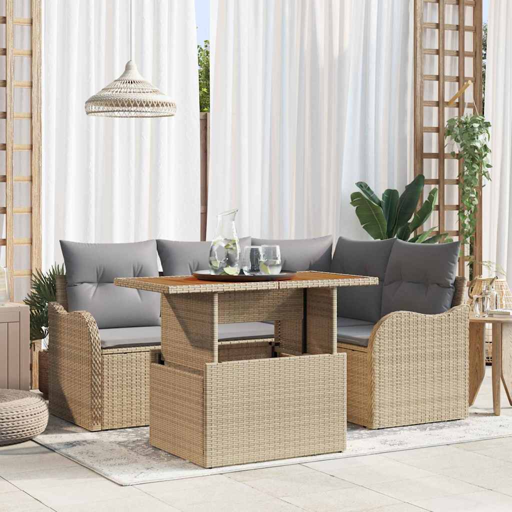 Gartensofa-set 5 stk. 4-Sitzanzahl Beige und Hellgrau