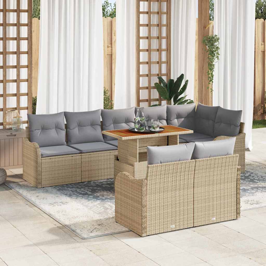 Garten-Sofa-Set 9 stk. 8-Sitzanzahl Beige und Hellgrau