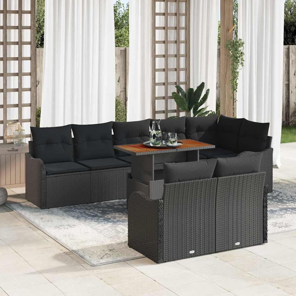 Garten-Sofa-Set 9 stk. 8-Sitzanzahl Schwarz