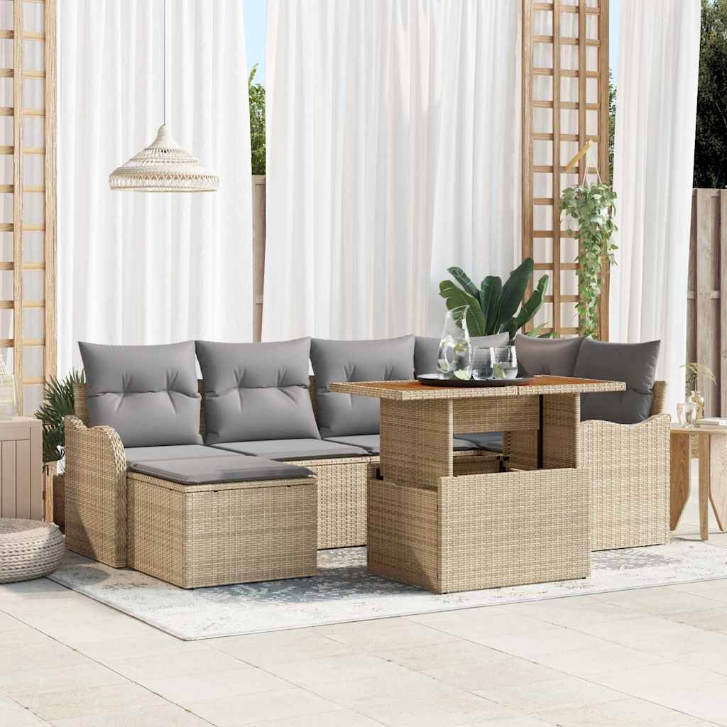 Garten-Sofa-Set 7 stk. Beige und Hellgrau