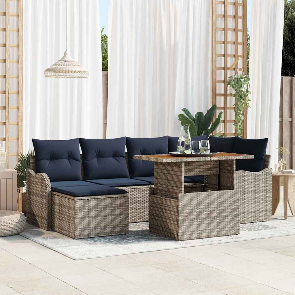 Garten-Sofa-Set 7 stk. Grau und Marineblau
