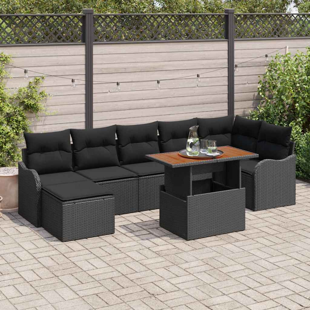 Garten-Sofa-Set 8 stk. Schwarz