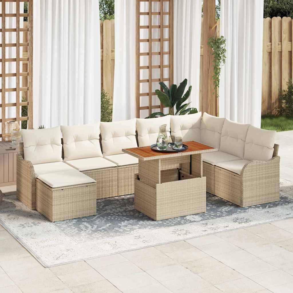 Garten-Sofa-Set 9 stk. Beige und Creme