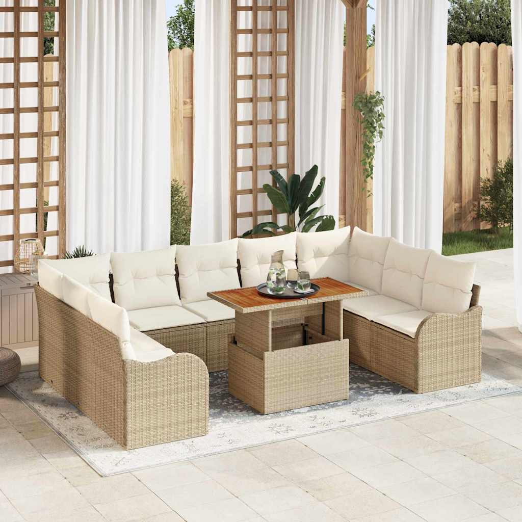 Garten-Sofa-Set 10 Stk. 9-Sitzanzahl Beige und Creme