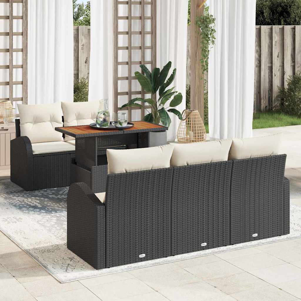 Garten-Sofa-Set 6 stk. Schwarz und Creme