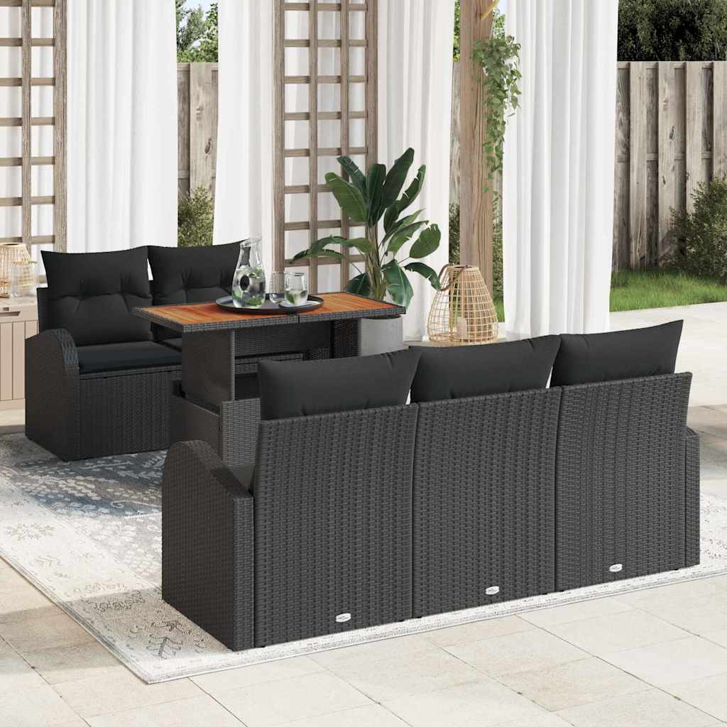 Garten-Sofa-Set 6 stk. Schwarz