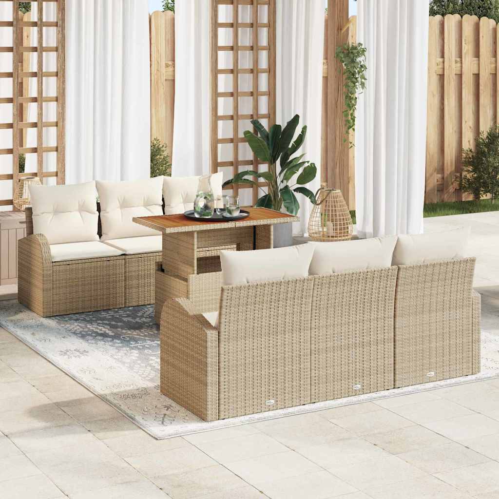 Garten-Sofa-Set 7 stk. Beige und Creme