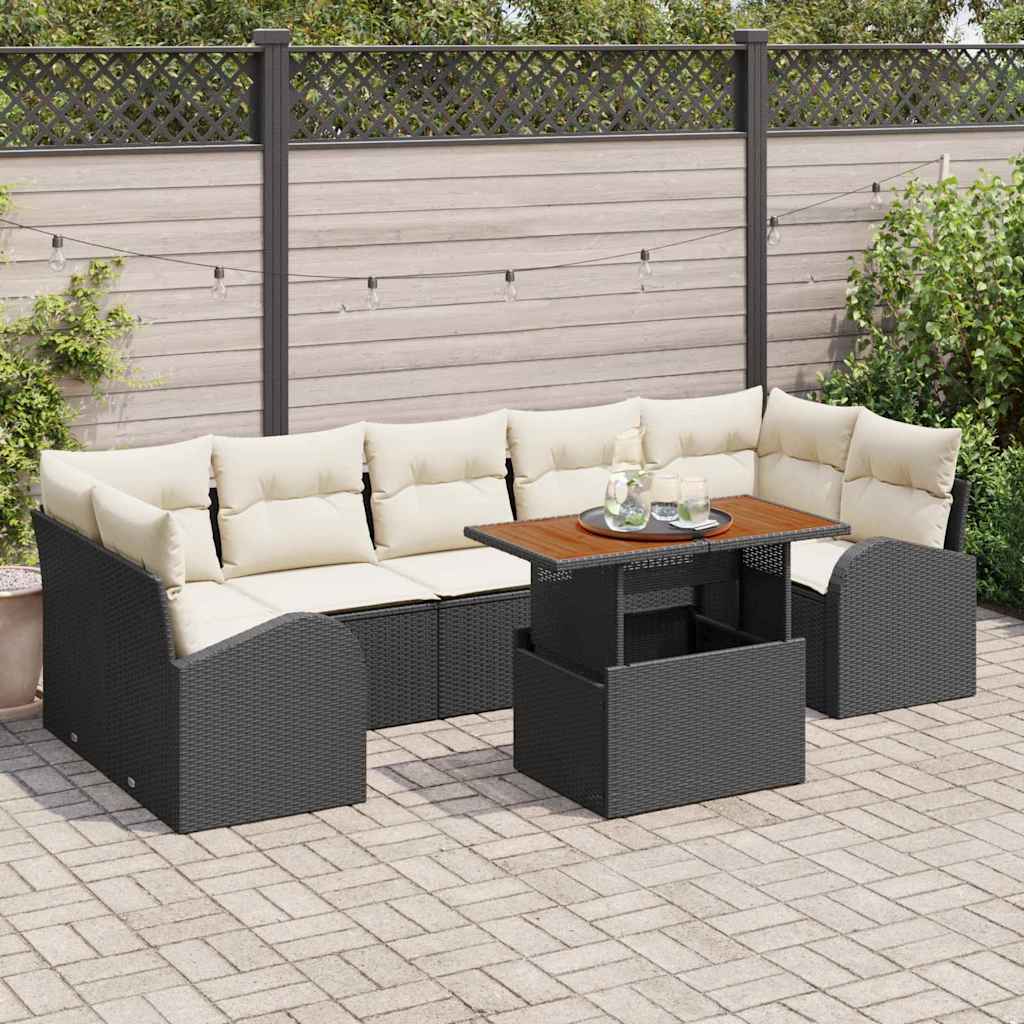 Garten-Sofa-Set 8 stk. Schwarz und Creme