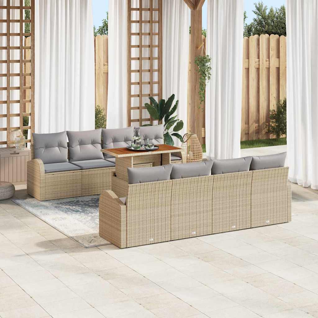 Garten-Sofa-Set 7 stk. Beige und Hellgrau