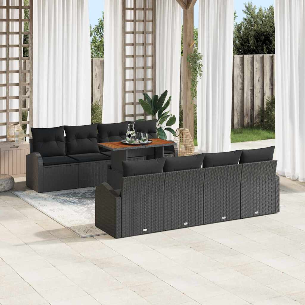 Garten-Sofa-Set 7 stk. Schwarz