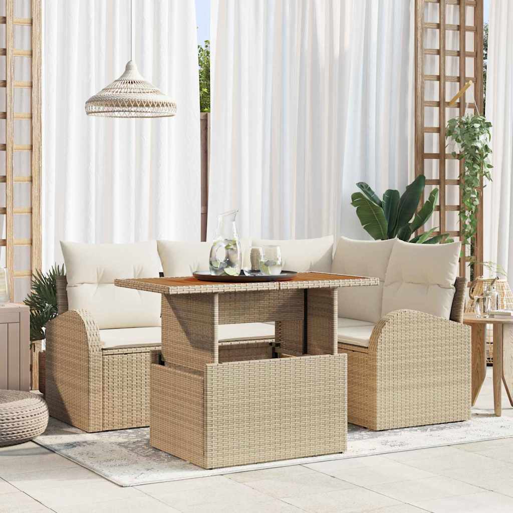 Garten-Sofa-Set 5 stk. Beige und Creme