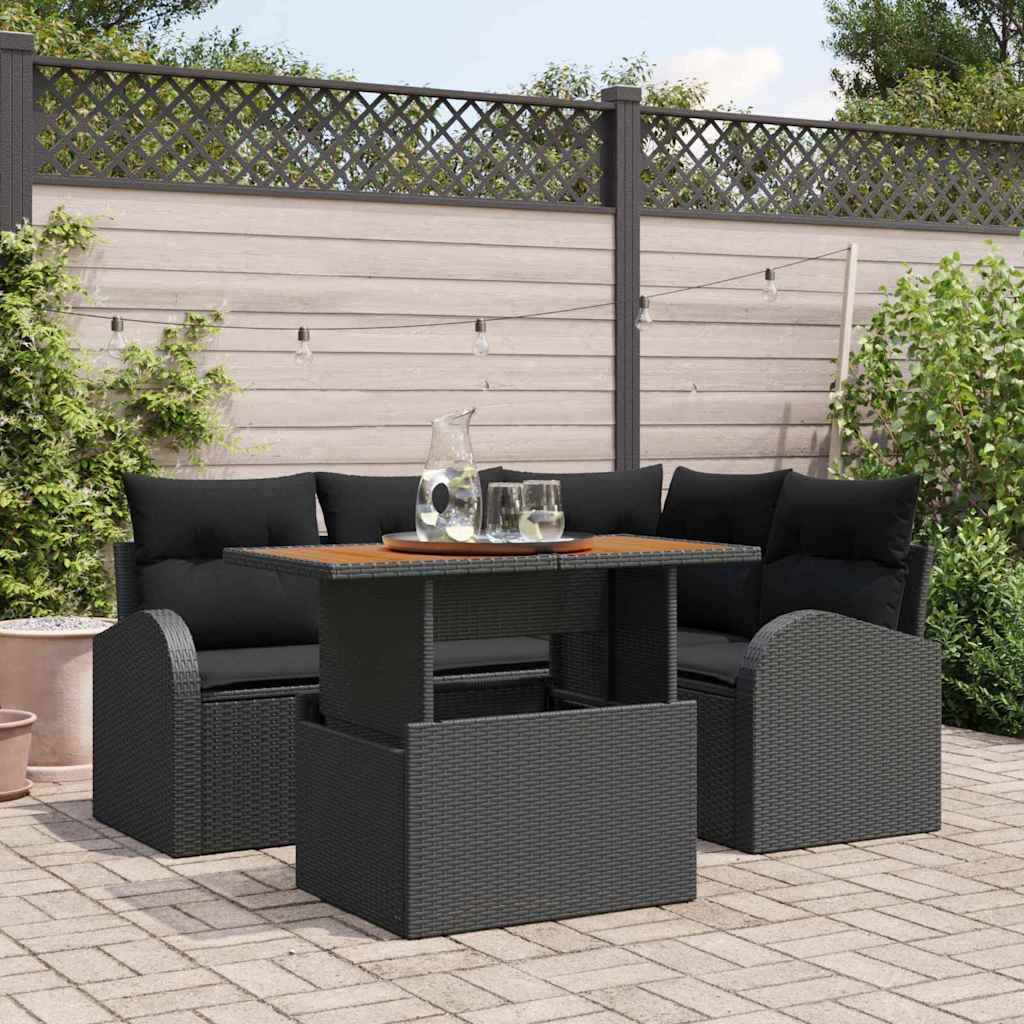 Garten-Sofa-Set 5 stk. Schwarz