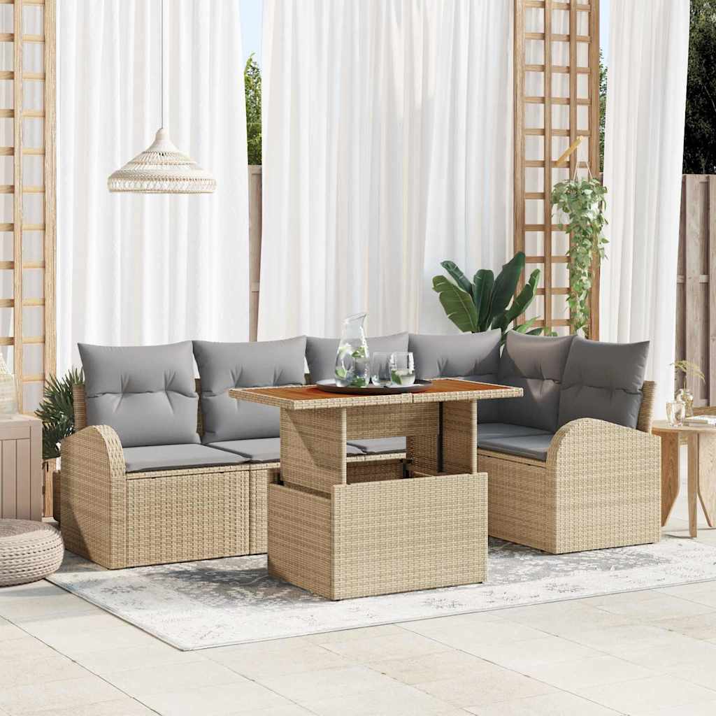 Garten-Sofa-Set 6 stk. Beige und Hellgrau