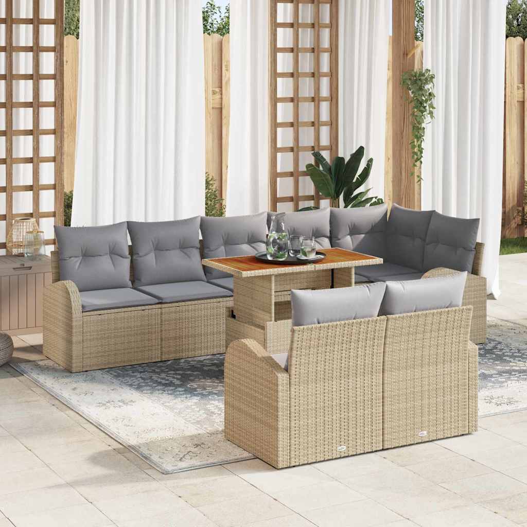 Garten-Sofa-Set 9 stk. Beige und Hellgrau