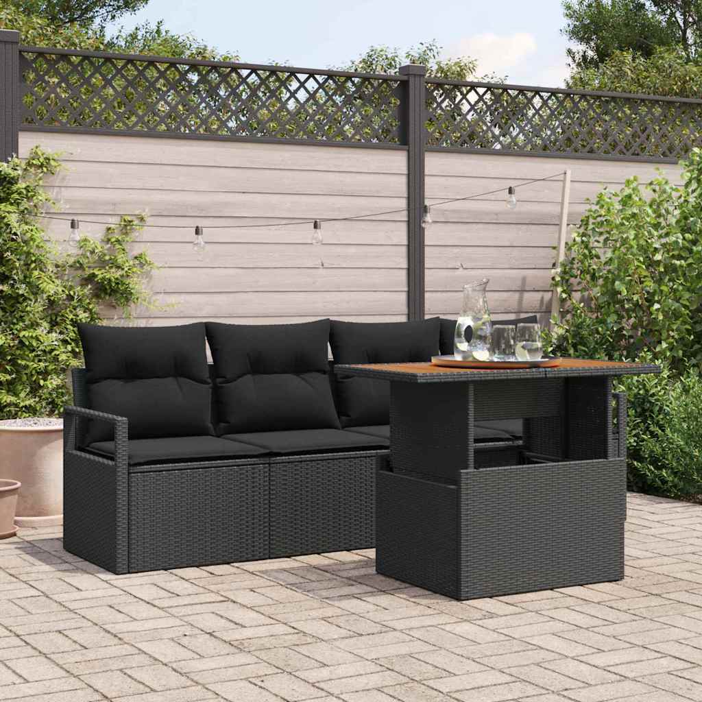Garten-Sofa-Set 5 Stk. 4-Sitzanzahl Schwarz