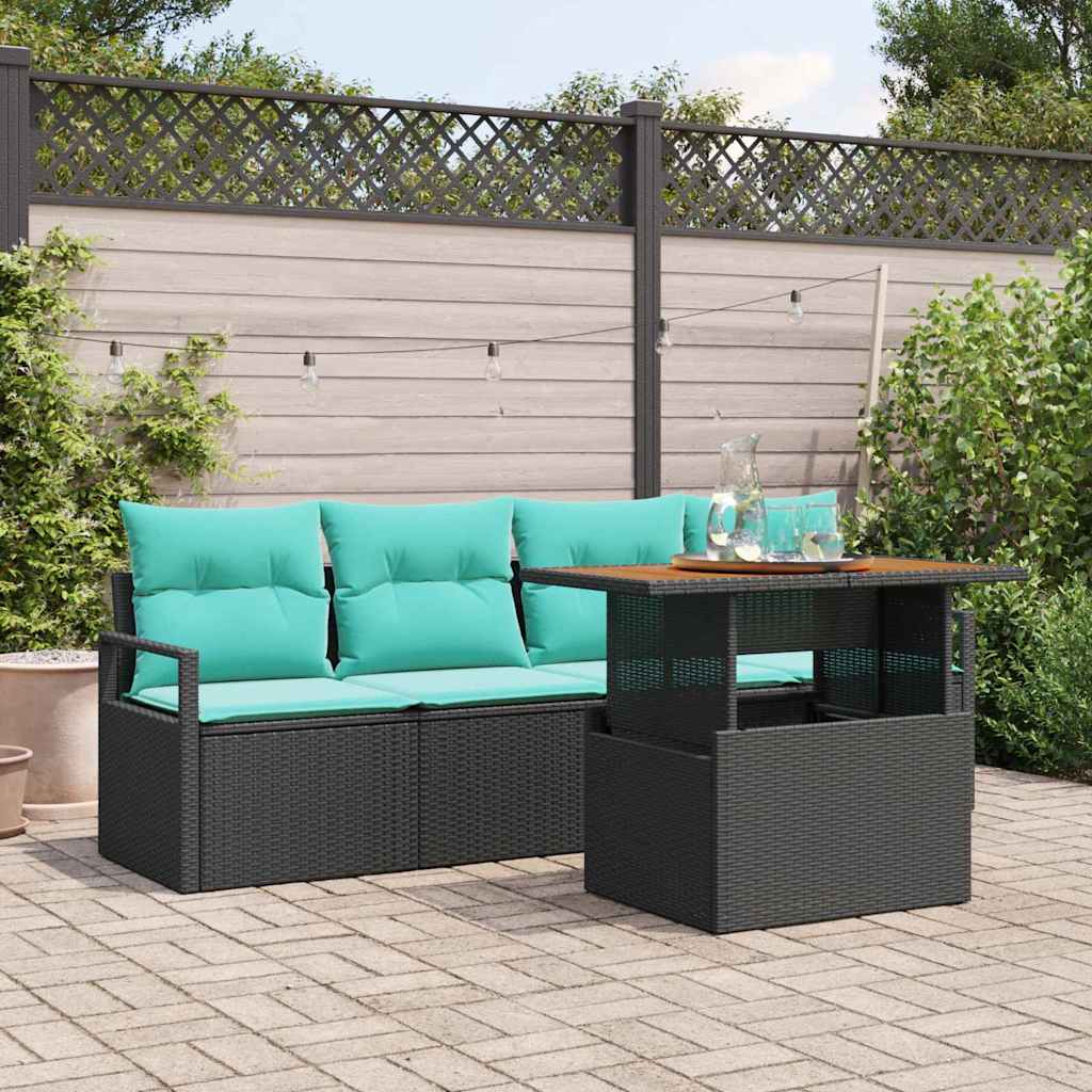 Garten-Sofa-Set 5 stk. 4-Sitzanzahl Schwarz und blau