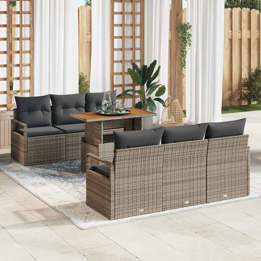 Garten-Sofa-Set 7 stk. 6-Sitzanzahl Grau