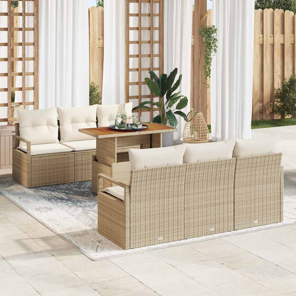 Garten-Sofa-Set 7 stk. 6-Sitzanzahl Beige und Creme