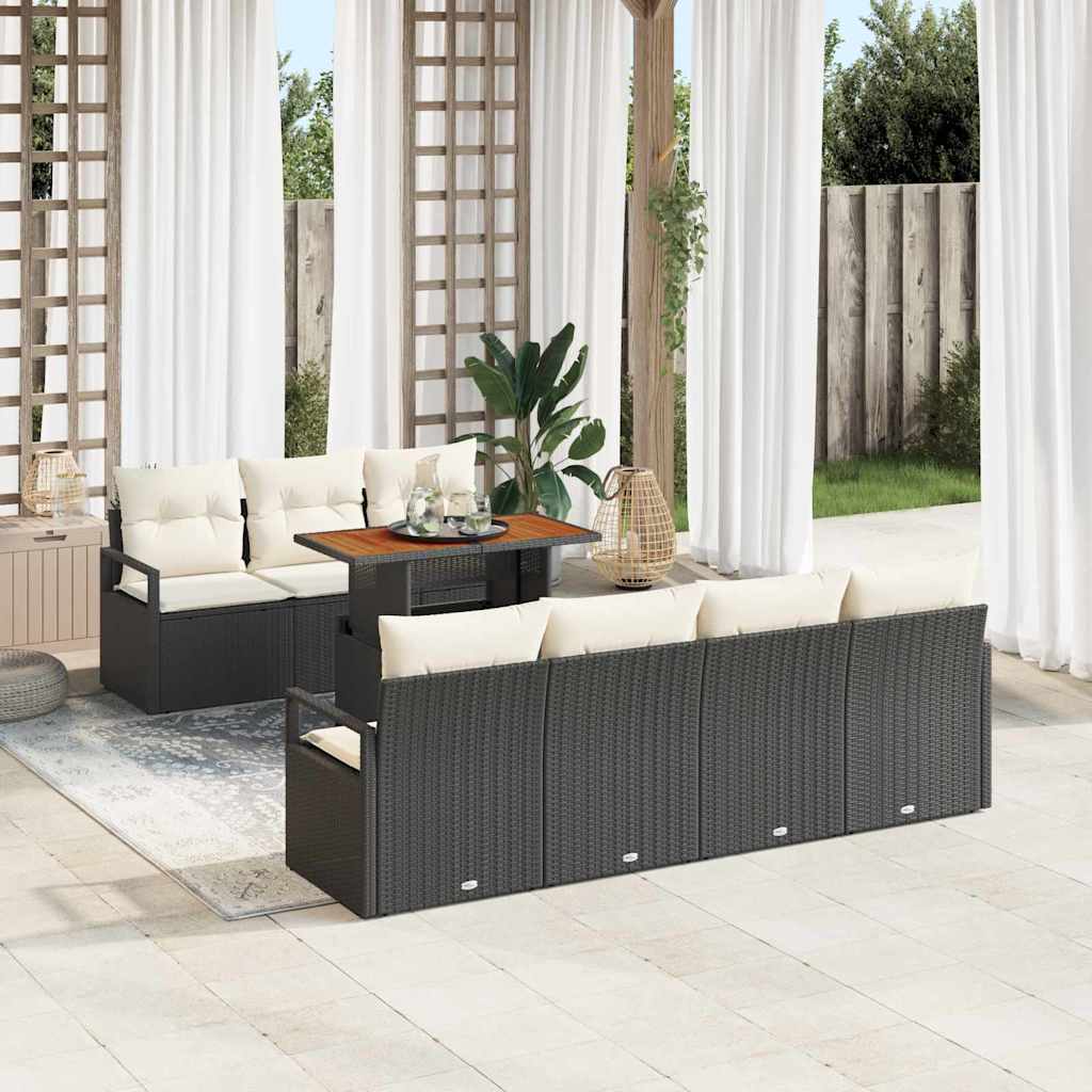 Garten-Sofa-Set 8 Stk. 7-Sitzanzahl Schwarz