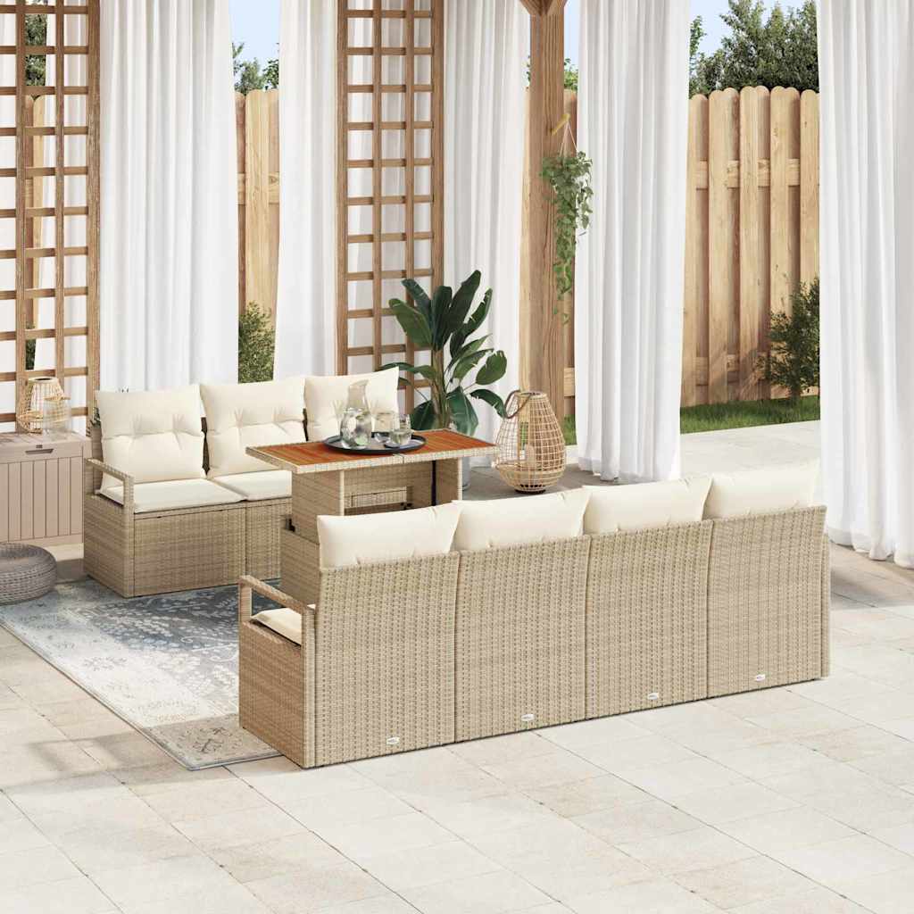 Garten-Sofa-Set 8 stk. 7-Sitzanzahl Beige und Creme