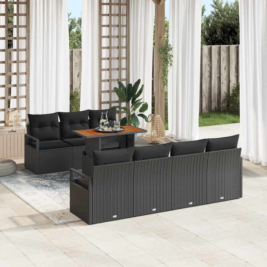 Garten-Sofa-Set 8 Stk. 7-Sitzanzahl Schwarz