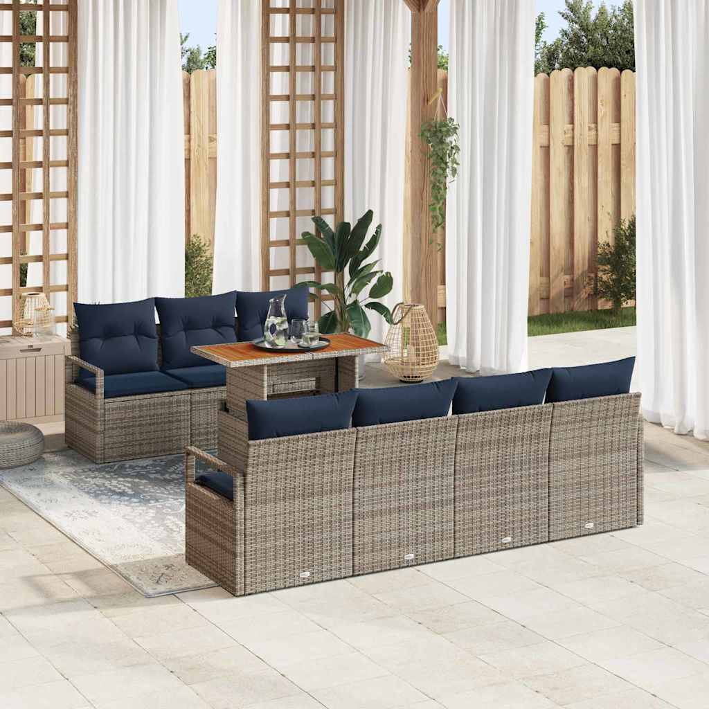 Gartensofa-set 8 Stk. 7-Sitzanzahl Grau