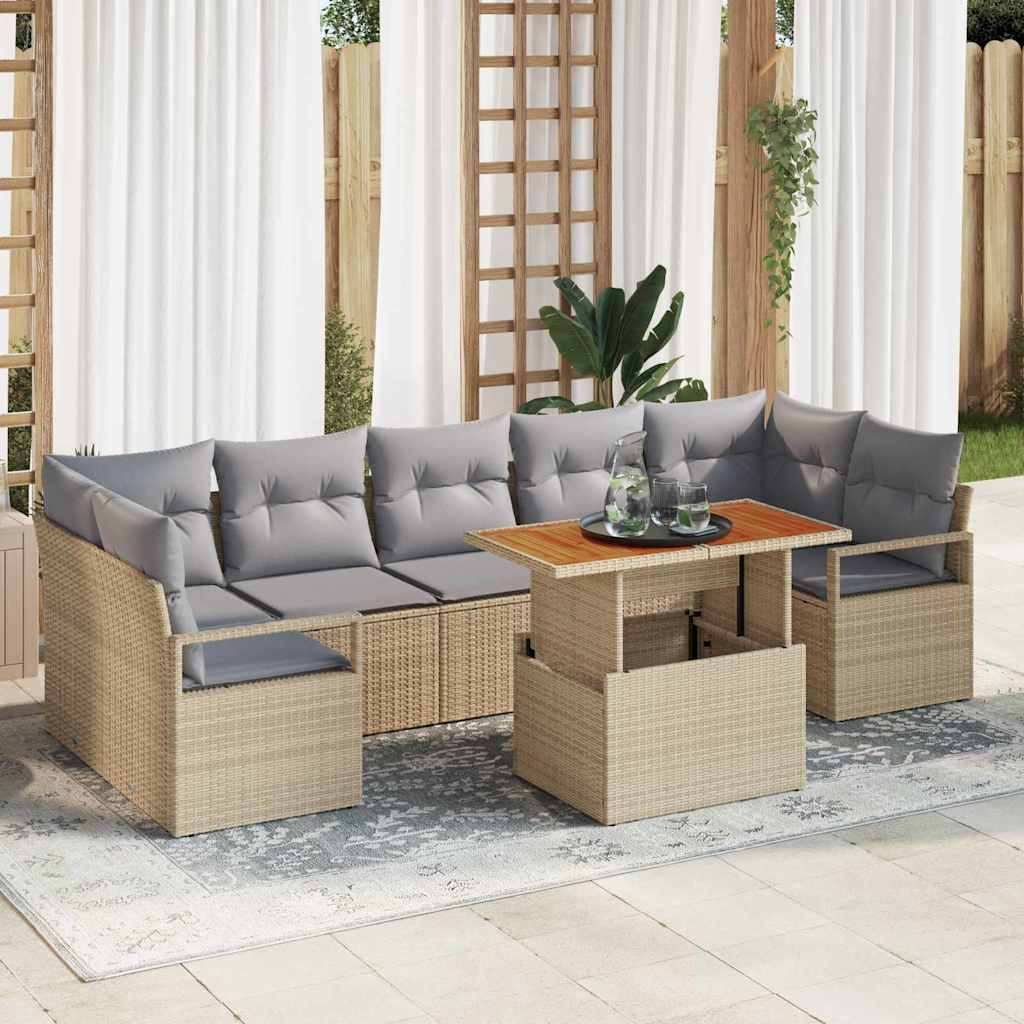 Garten-Sofa-Set 8 stk. 7-Sitzanzahl Beige und Grau