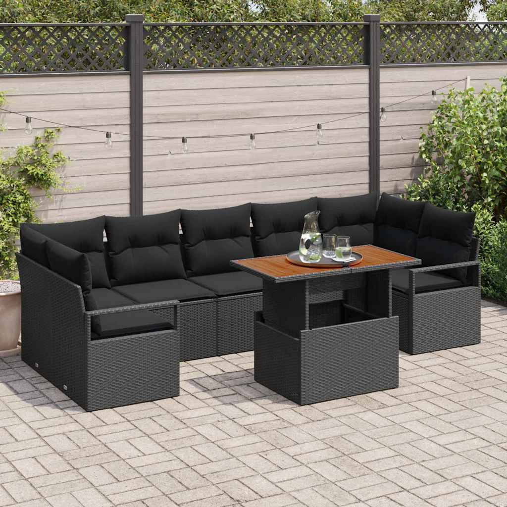 Garten-Sofa-Set 8 stk. 7-Sitzanzahl Schwarz und Braun