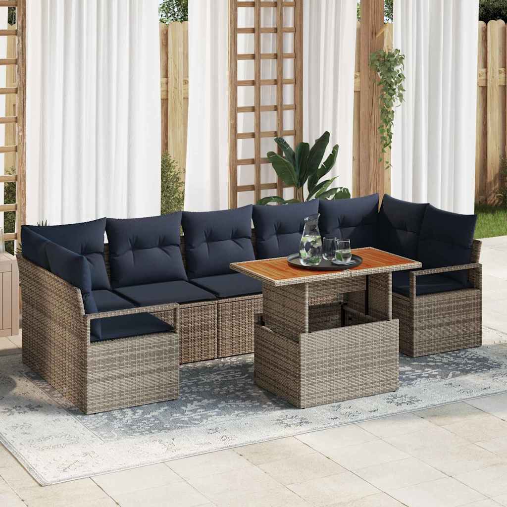 Gartensofa-set 8 stk. 7-Sitzanzahl Grau und Marineblau