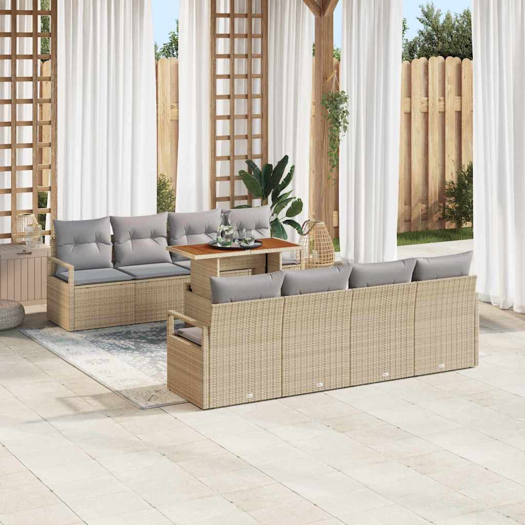 Garten-Sofa-Set 9 stk. 8-Sitzanzahl Beige und Grau