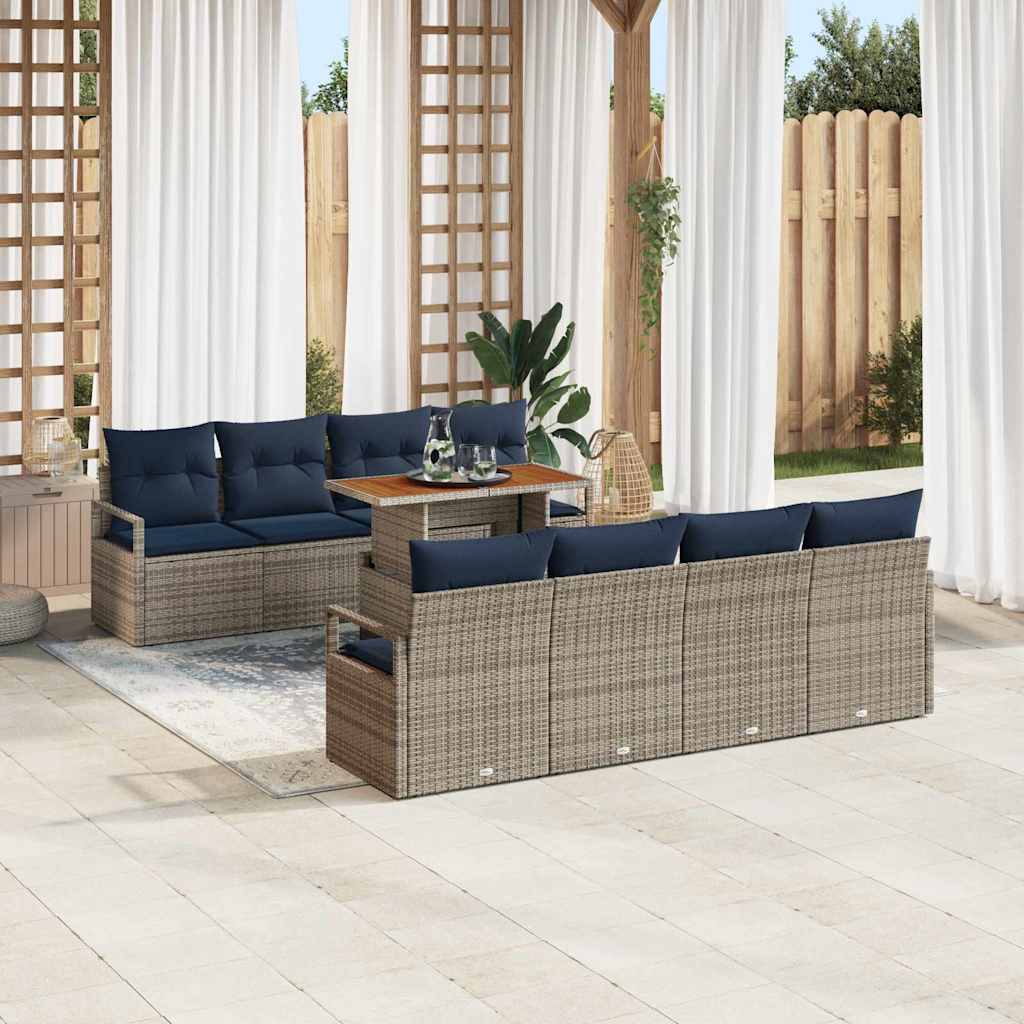 Gartensofa-set 9 stk. 8-Sitzanzahl Grau und Marineblau