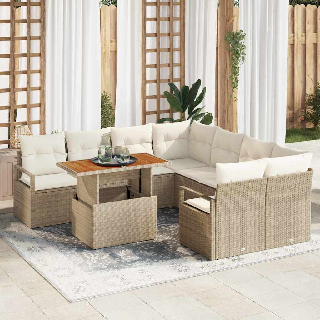 Gartensofa-set 9 stk. 8-Sitzanzahl Beige und Creme