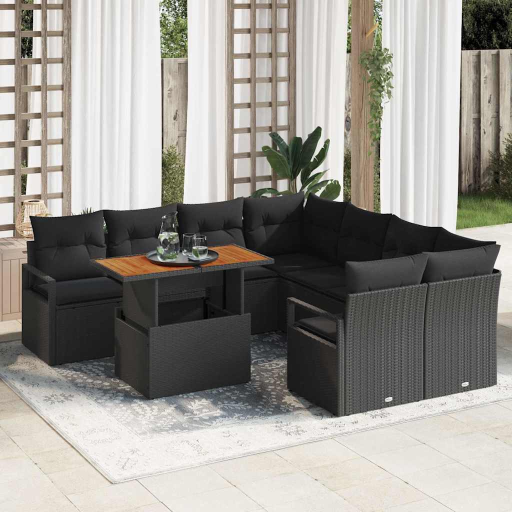 Gartensofa-set 9 stk. 8-Sitzanzahl Schwarz und Braun