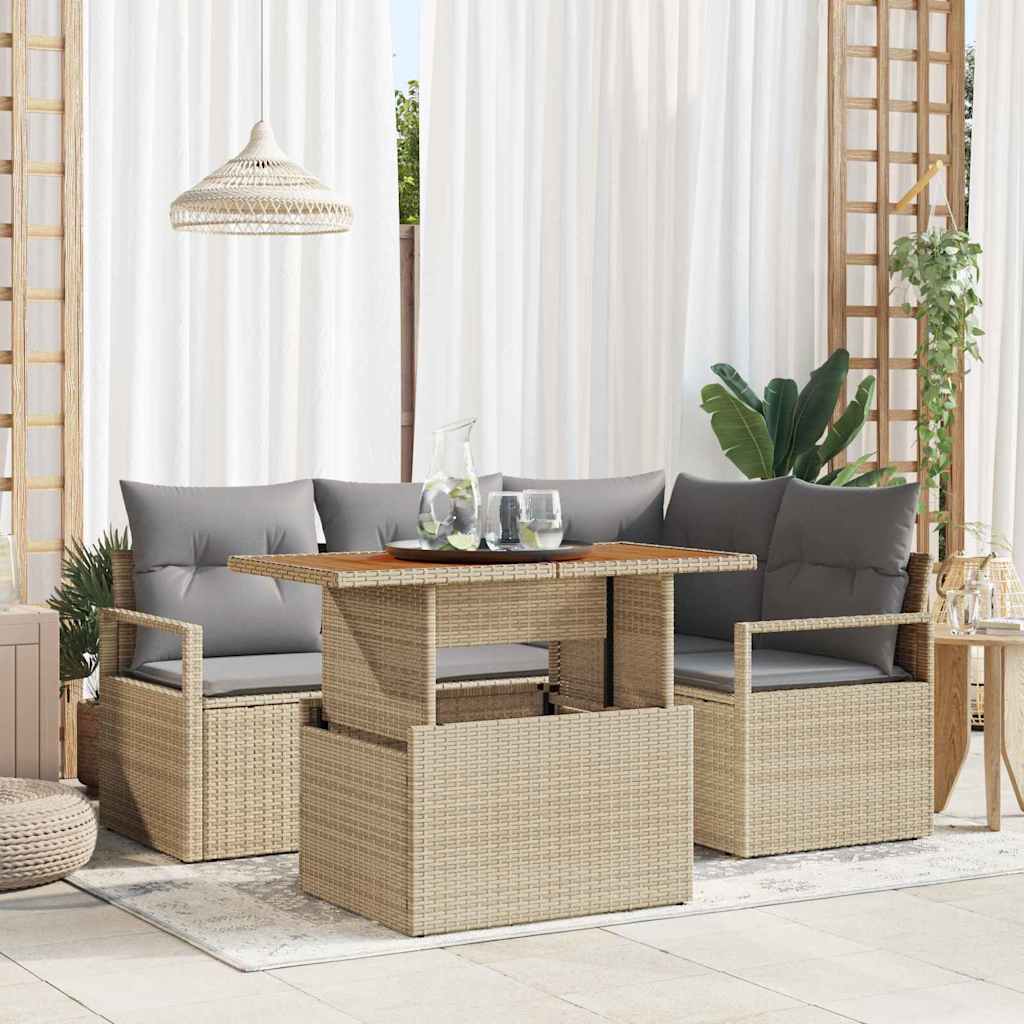Gartensofa-set 5 stk. 4-Sitzanzahl Beige und Grau