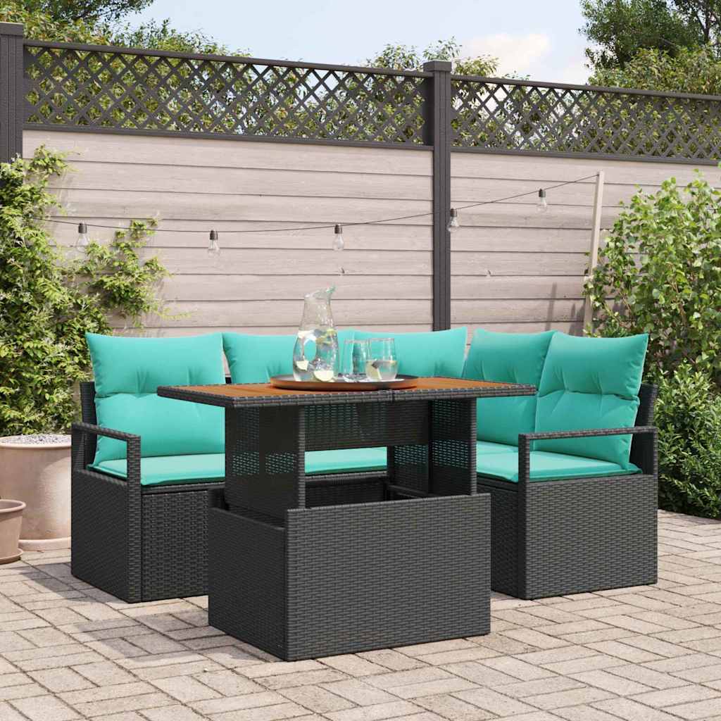 Gartensofa-set 5 stk. 4-Sitzanzahl Schwarz und Türkis