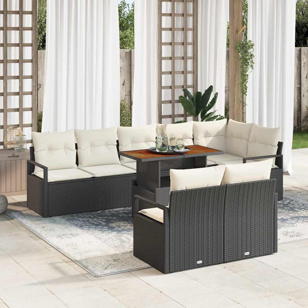 Gartensofa-set 9 stk. 8-Sitzanzahl Schwarz und Creme