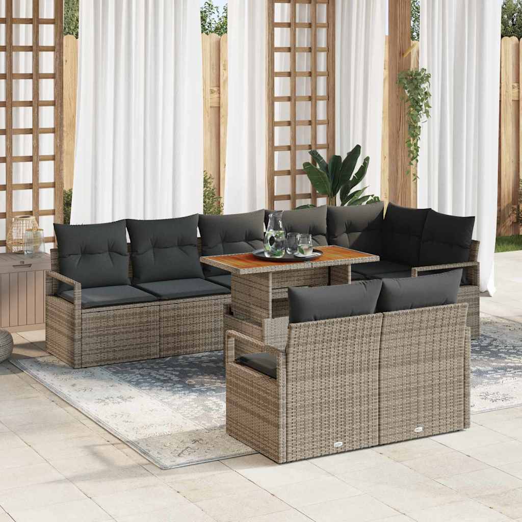 Gartensofa-set 9 stk. 8-Sitzanzahl Grau und Braun