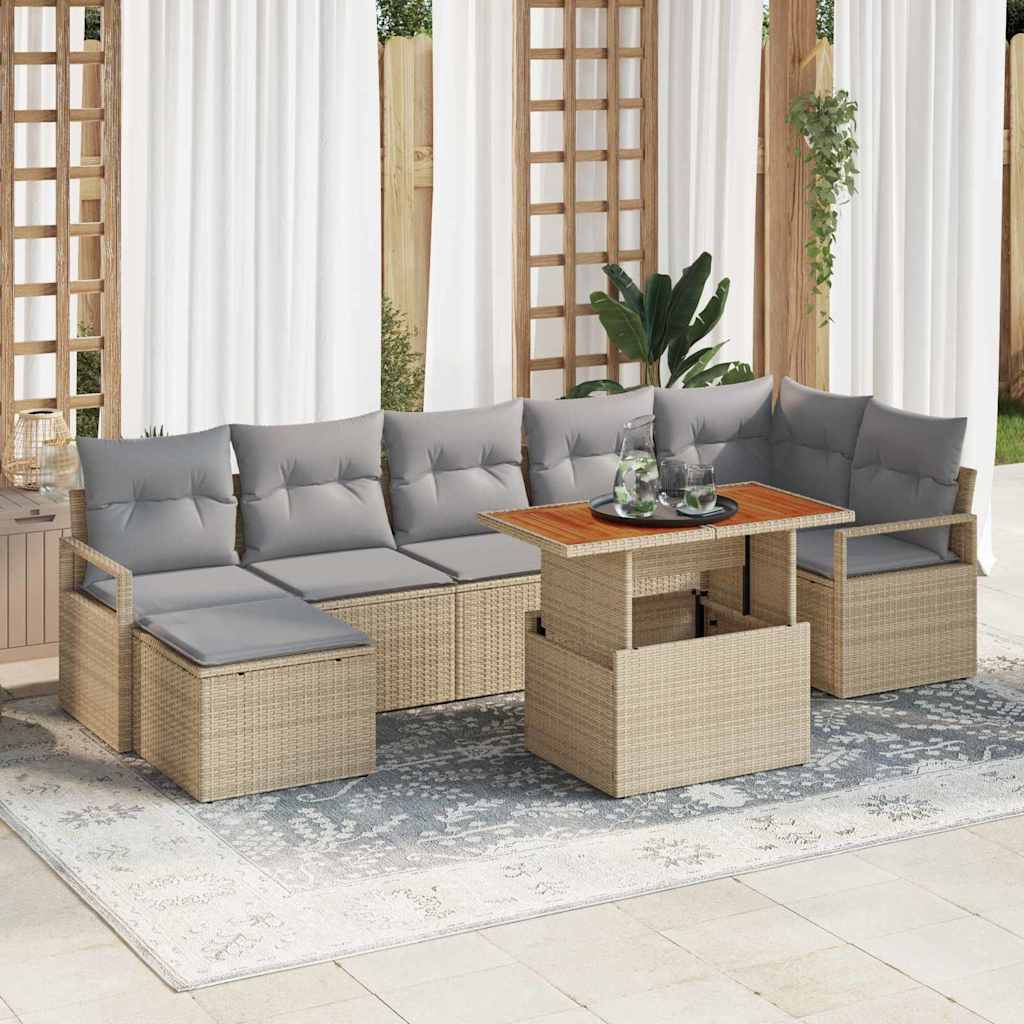 Gartensofa-set 8 stk. Beige und Grau