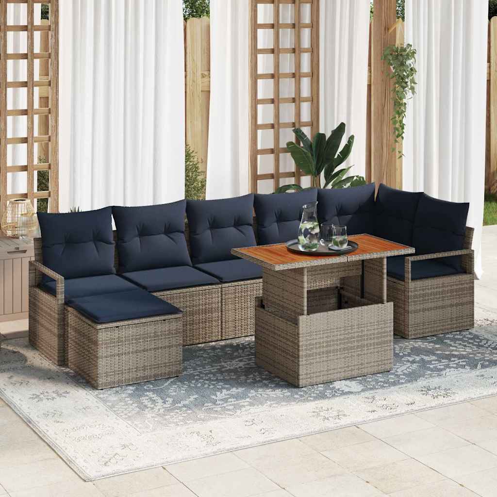 Gartensofa-set 8 stk. Grau Poly-Rattan