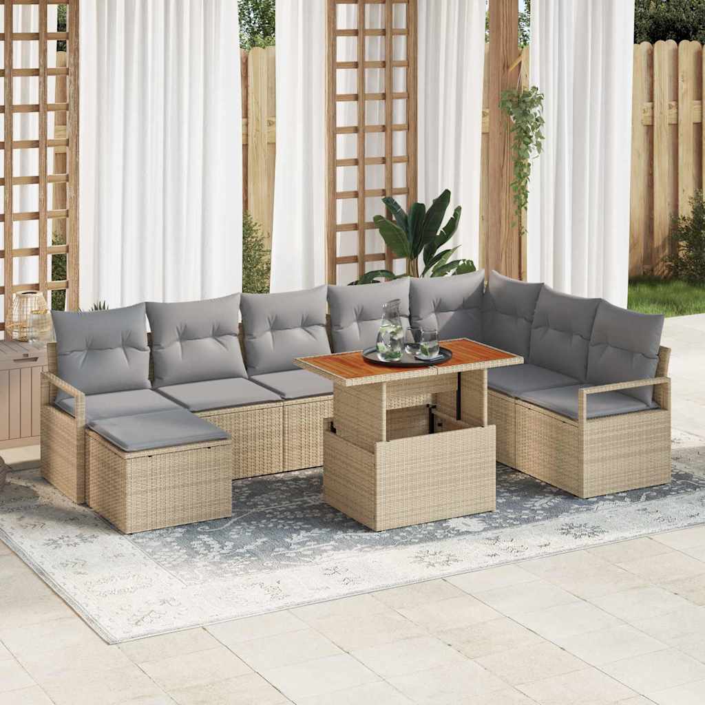 Gartensofa-set 9 stk. Beige