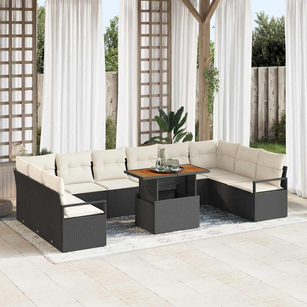 Gartensofa-set 11 Stk. 10-Sitzanzahl Schwarz