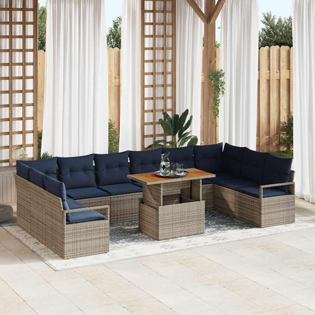 Gartensofa-set 11 stk. 10-Sitzanzahl Grau und Marineblau