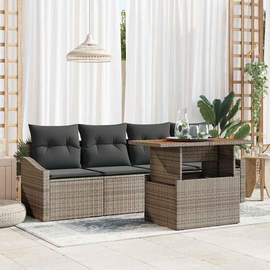 Gartensofa-set 5 stk. Grau Poly Rattan